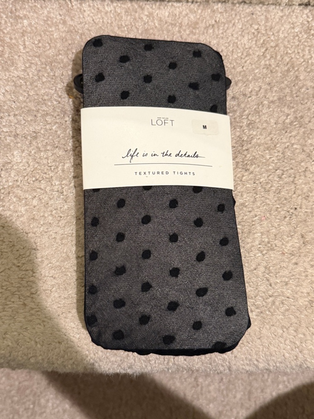 LOFT Textured Black Polka Dot Tights
